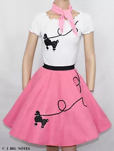 "Conjunto de falda de caniche rosa caliente de 3 piezas _ talla adulta XL-3XL _ cintura 40""- 48" - Imagen 1 de 5