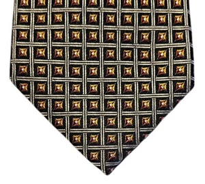 Joseph & Feiss International Mens Tie Black Geometric Necktie Handmade - Picture 1 of 9