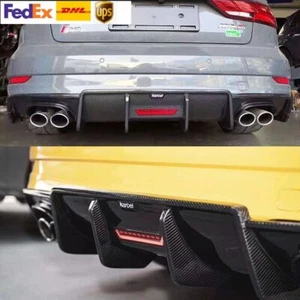 Fit Audi A3 8V Sline S3 Sedan 2017-2020 Real Carbon Fiber Rear Diffuser Spoiler - Picture 1 of 13