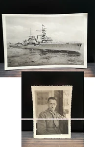 Foto original retrato soldado Swinemünde y postal crucero Leipzig marina WK - Imagen 1 de 5