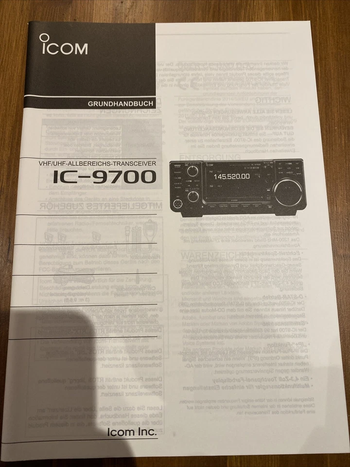 IC-9700 GERMAN- Communications Reciever - ICOM - Instruction Manual - Ic-9700 - Image 1 of 1