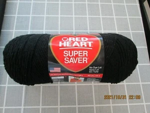 Red Heart Super Saver Yarn - BLACK - NICE!!! BRAND NEW - Picture 1 of 1