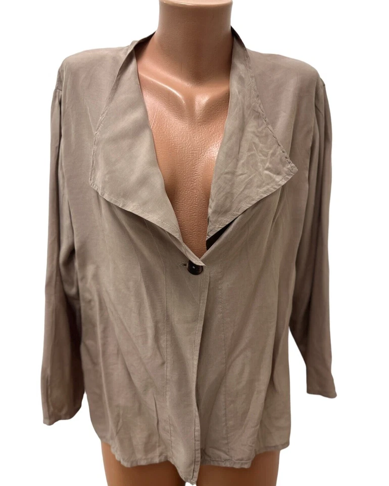 GRIZAS Gr. XL Damen Bambus SEIDE Dünne Jacke Shirtjacke Beige Oberteil - Bild 1 von 4
