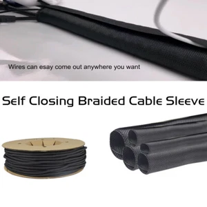 Split Wire Loom, Braided Cable Sleeve Cover Wrap, Cord Protector Reduce Damage - Picture 1 of 12