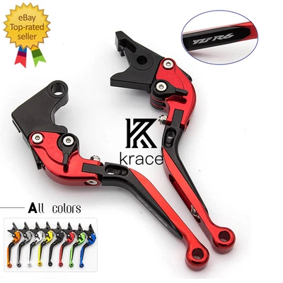 For Yamaha YZF R6 2005-2016 Brake Clutch Levers Fold Extend CNC Logo Adjustable - Image 1 of 4