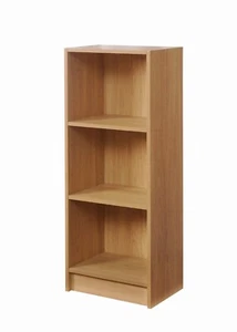 Oak 3Tier Low Narrow Bookcase Storage Display Shelving Unit Bookshelf Rack Stand - Picture 1 of 6