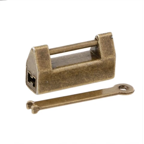 Chinese Old Style Lock Vintage Brass Padlock Wedding Jewelry Box Catch With for Cover