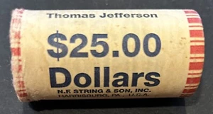 2007 Thomas Jefferson US Presidential Dollar Münze versiegelte Rolle $ 25 neuwertig Schnur Sohn - Bild 1 von 5