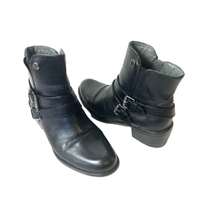 bussola Black Leather Classic Buckle Ankle Boots Booties Women’s EU 36 US 6-6.5 - Picture 1 of 13