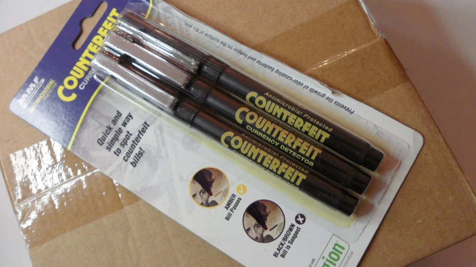 Estuche de 12 plumas detectoras de moneda falsificada MMF, paquete de 3 36 plumas envío total GRATIS Foto 1 de 4