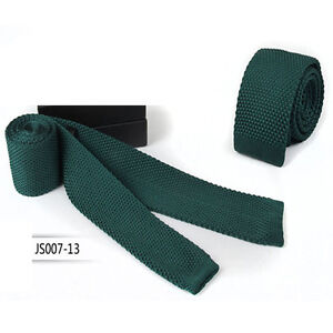 Men Classic Solid Color Knitted Crochet 5cm Skinny Tie Slim Woven Flat Necktie