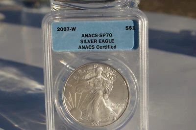 2007-W (Burnished)  American Silver Eagle ANACS- SP70  - Image 1 of 3
