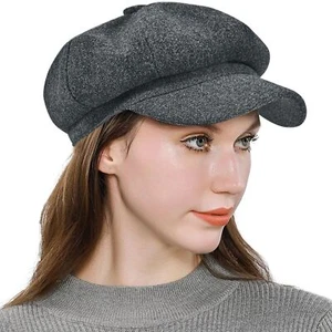 Women’s Newsboy Cap Wool Blend Retro Solid Color Girls Fashion Gatsby Cabbie ... - Picture 1 of 6