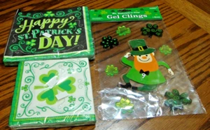 ST PATRICKS DAY  Lot 2 Packs Party Impressions Napkins+ 1 Pack Gel Cling's   789 - Picture 1 of 7