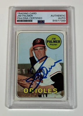 1969 Topps JIM PALMER HOF PSA BOLD SIGNED AUTOGRAPHED Baseball Card #573 O’s - Image 1 of 2