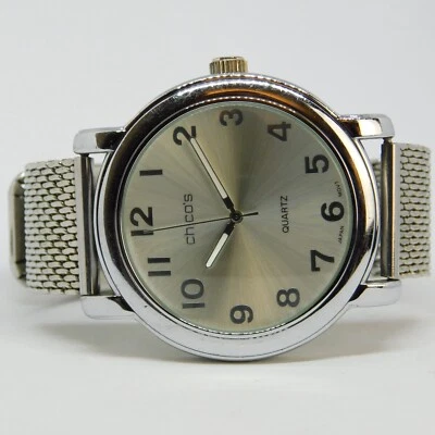 Reloj unisex analógico de cuarzo tono plateado correa malla chico's batería nueva Foto 1 de 4