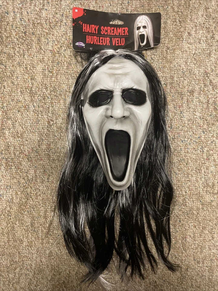 Hairy Screamer Scream Adult Ghost Mask w/ Wig Costume NEW - Image 1 of 1