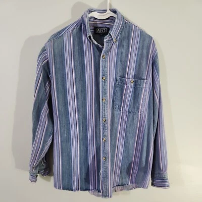 Vintage Sasson Long Sleeve Button Up Denim Stripe Shirt M 90s - Image 1 of 4
