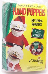 Kids Christmas Craft Kit Santa and Mrs Claus Puppets Easy No Sewing New - Picture 1 of 2