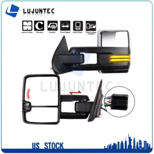For 14-18 Silverado Sierra Chrome Power Heated Dynamic LED Signal Tow Mirrors - Bild 1 von 9