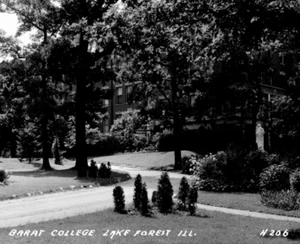 RPPC Postcard Barat College Building Campus Statue Lake Forest Illinois IL - Picture 1 of 4