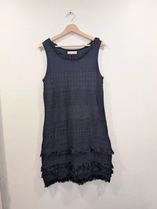 Alannah Hill Navy Knit Dress Sunset Seduction Stretch Pointelle Size 12 - Picture 1 of 12