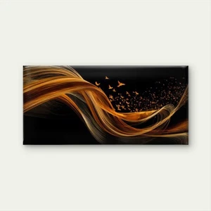 Golden & Brown Abstract Design Unframed Canvas Painting for Living - Picture 1 of 8