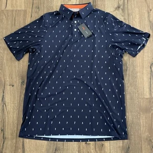 NWT KJUS Men’s Golfer Polo 54 XL Dark Blue & White - Picture 1 of 6