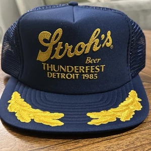 Stroh's Beer Snapback Power Boat APBA Detroit 1985 Trucker Hat Thunderfest - Picture 1 of 14