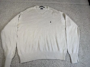 Vintage Polo Ralph Lauren V-Neck Sweater Small Logo Pony y2k Size Large  - Bild 1 von 9
