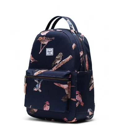 Herschel Supply Co Backpack Navy Bird Print Nova Mid Zip Pockets New - Image 1 of 4