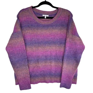 Suéter Maurices Mujer Mediano Púrpura Rosa Ombre Rayas Cuello Redondo Tejido Pullover - Imagen 1 de 9