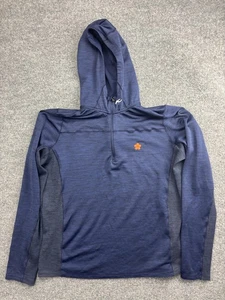KJUS Liam Hooded Midlayer Hoodie Mens Medium Blue Half Zip Merino Wool Blend - Picture 1 of 6