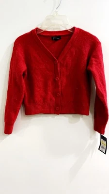 Cárdigan rojo cereza Art Class suéter con botones y brillos para niñas Foto 1 de 4