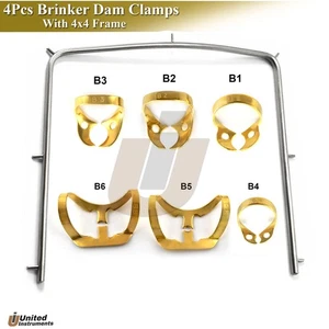 6 Stück Dental Gummi Dam Klemme mit isoliertem Rahmen endodontisches restauratives Set - Bild 1 von 13