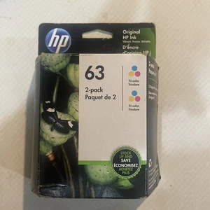 HP 63 (1VV67AN) Trójkolorowy oryginalny wkład atramentowy - 2-pak EXP 1/2023 - Zdjęcie 1 z 2