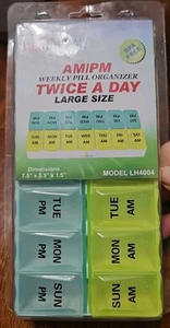 Wöchentlicher Pillen-Organizer zweimal täglich 7 Tage AM PM Etui Medizin Aufbewahrung kleine Größe - Bild 1 von 3