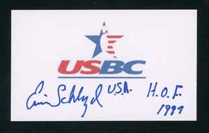 Ernie Schlegel Bowling Hall of Fame Signed 3x5 Index IMAGE Card E28415 - Bild 1 von 1