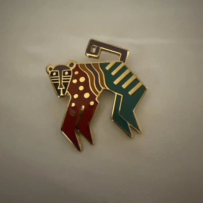 Broche prendedor mono mítico esmalte Laurel Burch vintage  Foto 1 de 4