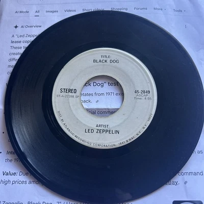 Led Zeppelin RARE Pressing Promo 45 Acetate - Image 1 of 3
