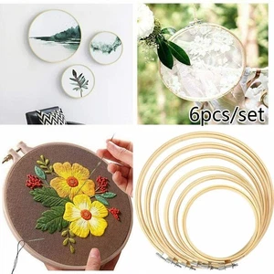 Cross Stitching 6PCS Wooden Hoop Set Various Sizes for Embroidery Craft - Picture 1 of 12