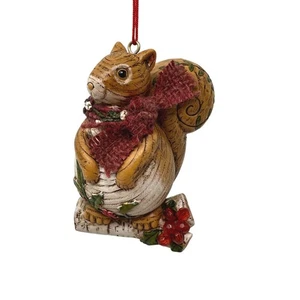 Vintage Eichhörnchen Weihnachtsschmuck Wald Urlaub rustikal rot Schal 3,5 Zoll - Bild 1 von 8