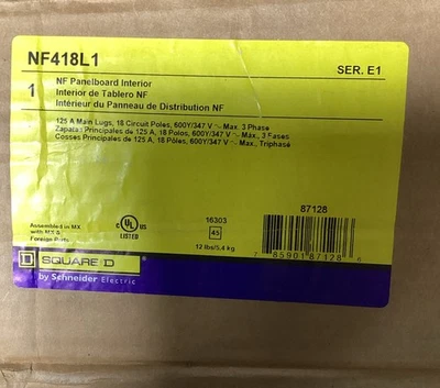 Square D (NF418L1 125A ) 600Y 18 Circuit 3 Phase Interior Panel Board SER. E 1 - Image 1 of 4