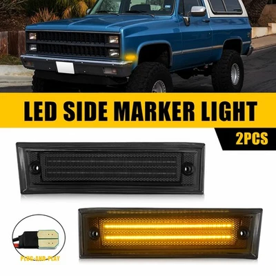 LED Front Side Marker Light Smoked For 81-91 Chevrolet Chevy GMC C10 Blazer C/K - Image 1 of 4