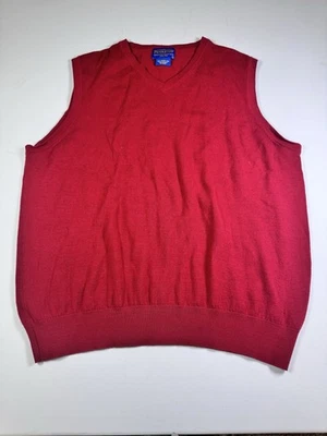 Pendleton Sweater Vest Men’s Large V-Neck 100% Merino Wool Red Pullover - Image 1 of 4