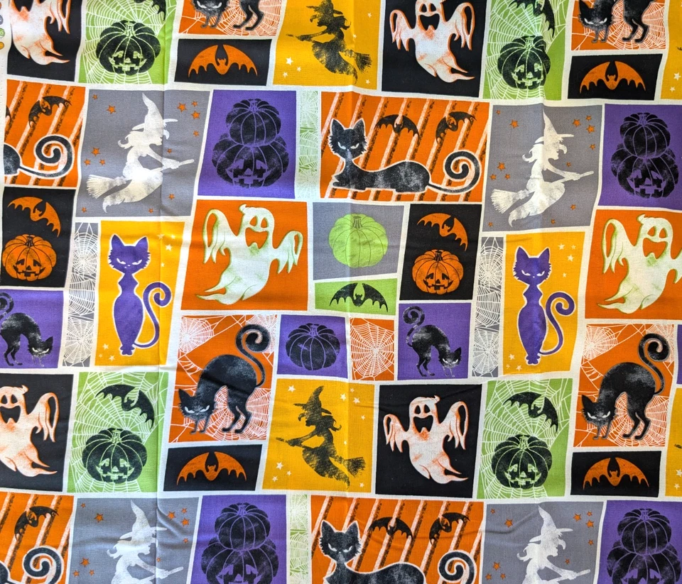 Halloween Multicolor 100% Cotton Fabric 1 Yard 36" x 44" Davids Textiles Crafts - Image 1 of 4