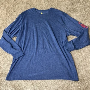 Carhartt T-Shirt Herren 2XL Original Fit Langarm Logo Grafik Arbeit Blau - Bild 1 von 7