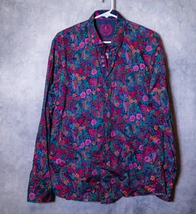 Au Noir Floral Long Sleeve Shirt – Pink & Blue – Size 4 (L) – Excellent - Picture 1 of 2