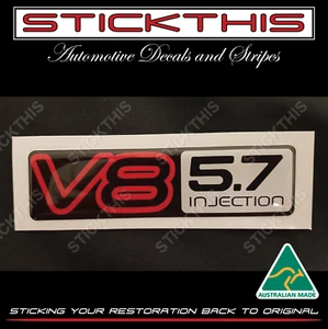 Suit Holden HSV VN VP VR VS SS - Boot Badge V8 5.7 Injection Domed Decal Resin - Picture 1 of 3