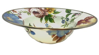 MacKenzie Childs Salad Serving Bowl White Flower Market Enamel  - Image 1 of 4